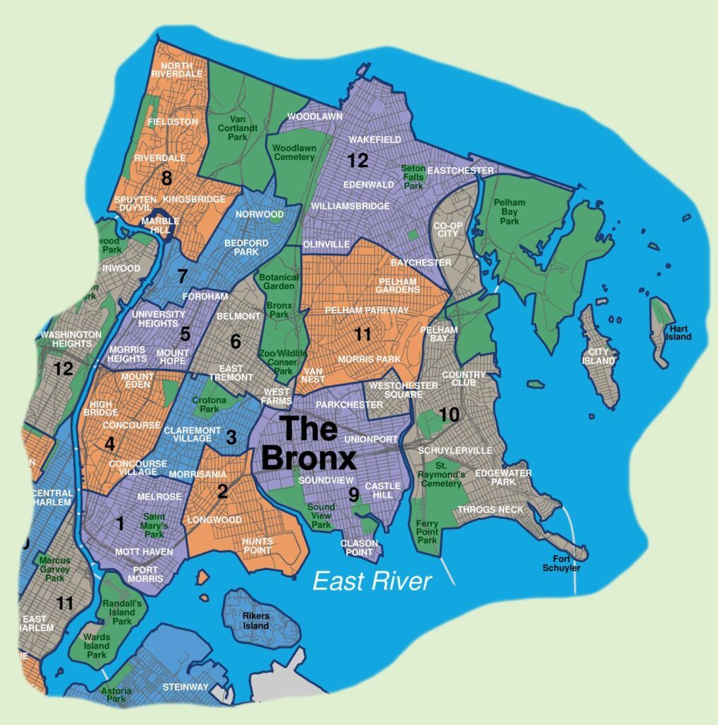 mapa del bronx new york